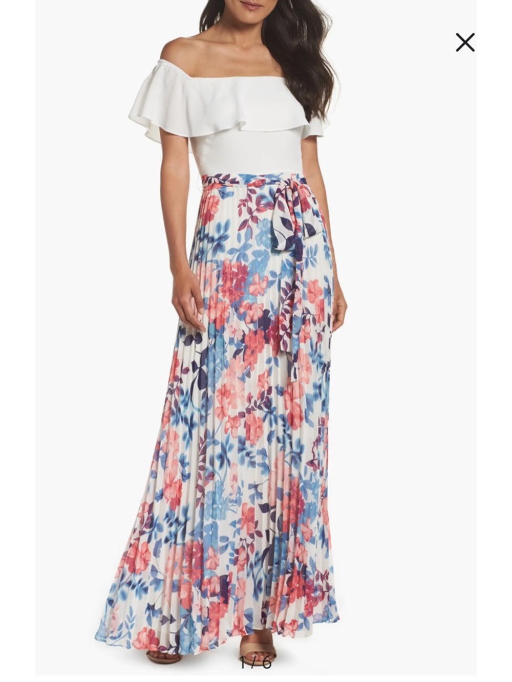 Eliza J  Off the Shoulder Pleated Floral Maxi Dress Size 12